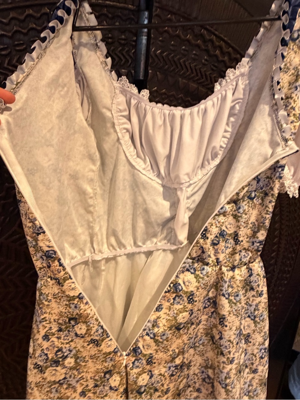 Blue Floral Ruffle Sundress with White Puff Sleeve Blouse - Picture 3 of 6